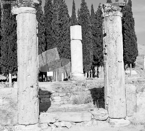 Image of history pamukkale    old construction in asia turkey the column 