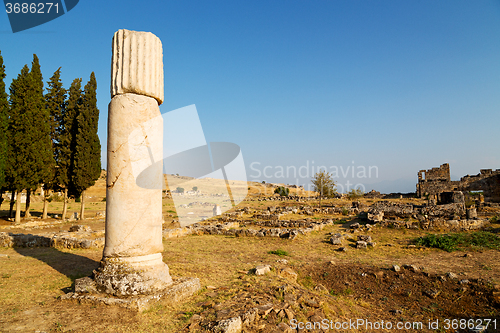 Image of history pamukkale     construction in  the column temple 