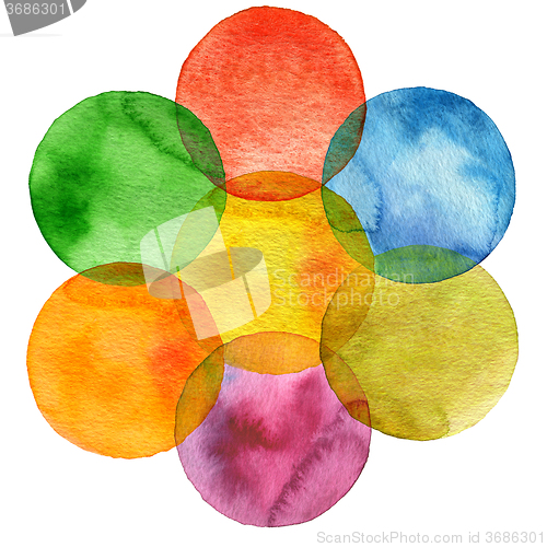 Image of Abstract watercolor circle painted background