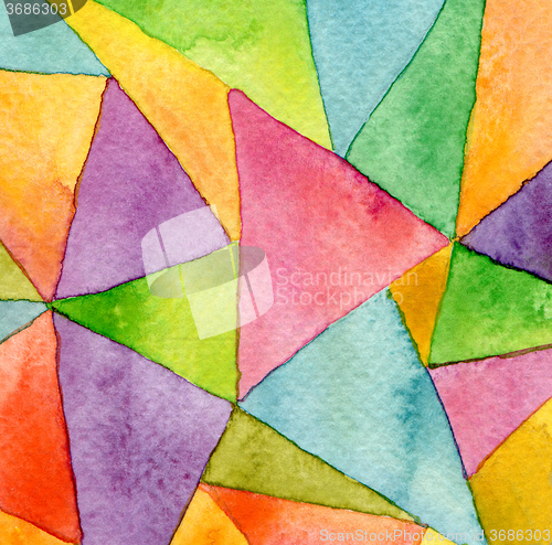 Image of Abstract  watercolor painted geometric pattern background