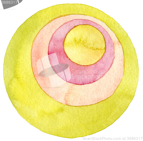 Image of Abstract circle watercolor painting