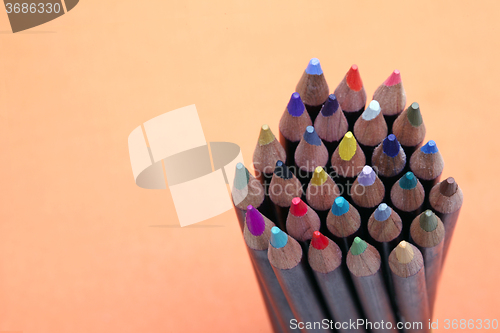 Image of Colored pencils on background