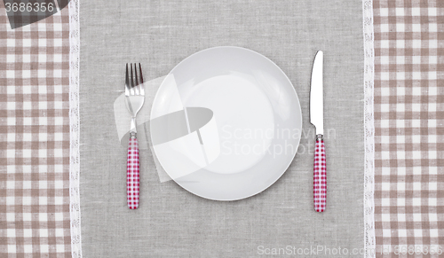 Image of empty plate with fork and knife