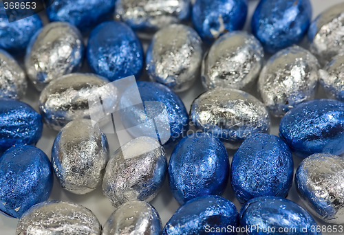 Image of silver and blue eggs