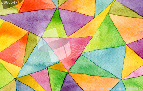 Image of Abstract watercolor painted geometric pattern background