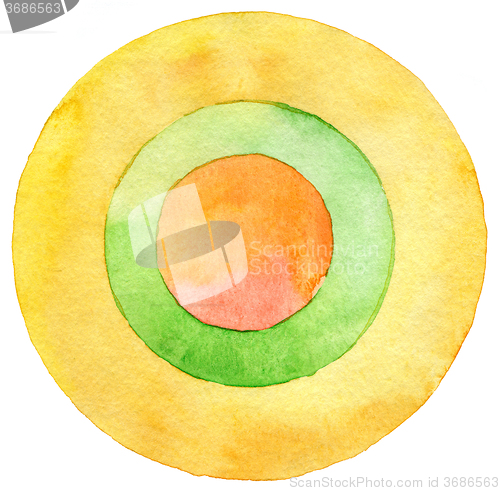 Image of Abstract circle watercolor painting