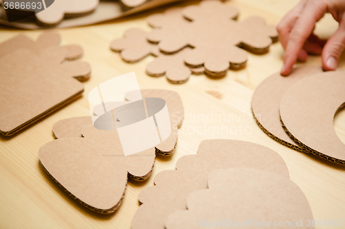 Image of Cardboard toys for the Christmas tree or garland. New year decorations.