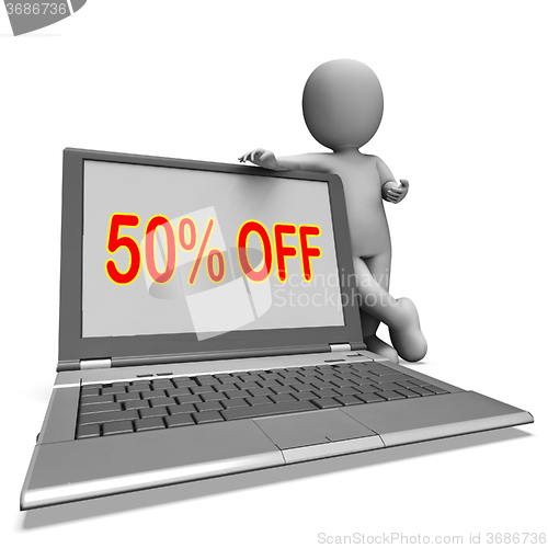 Image of Fifty Percent Off Monitor Means Deduction Or Sale Online