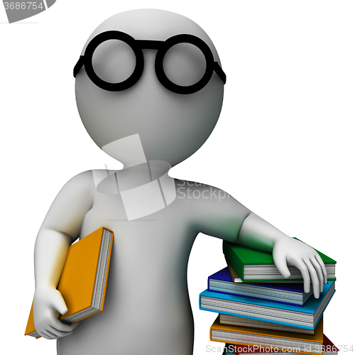 Image of Student And Books Showing Education