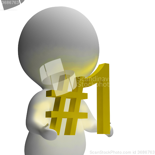 Image of Number One 3d Character Shows First Place