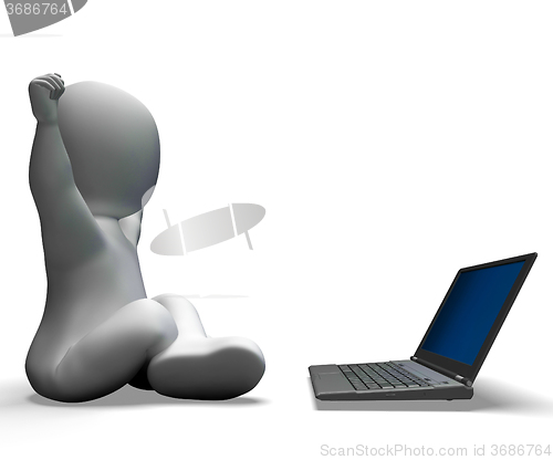 Image of PC And Character Shows Browsing Internet Online