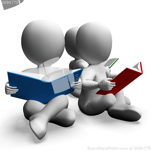 Image of Students Reading Books Shows Education