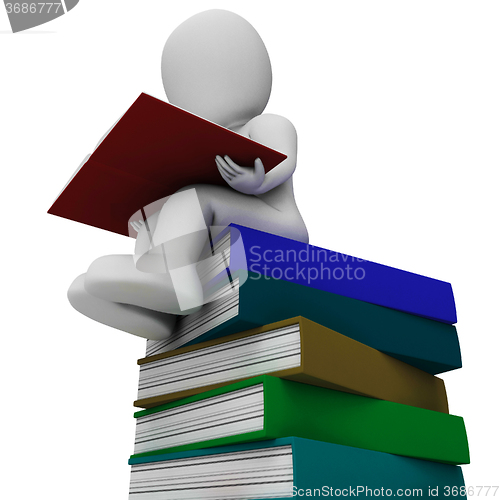 Image of Student And Books Showing Learning