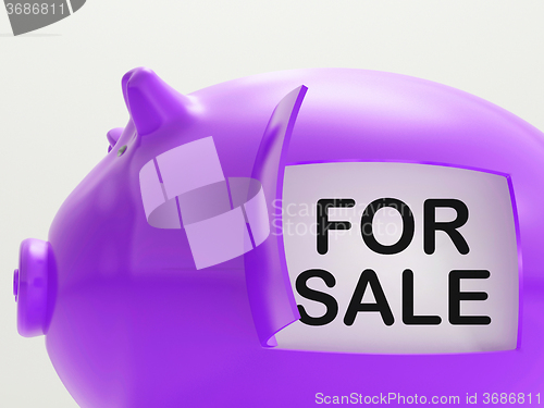 Image of For Sale Piggy Bank Means Selling Goods