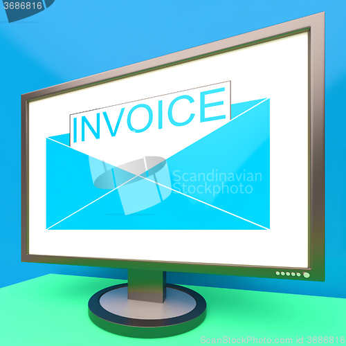 Image of Invoice In Envelope On Monitor Showing Due Payments