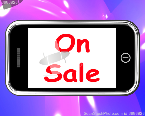 Image of On Sale Phone Shows Promotional Savings Or Discounts