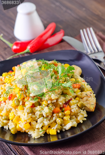 Image of rice with meat and vegetables