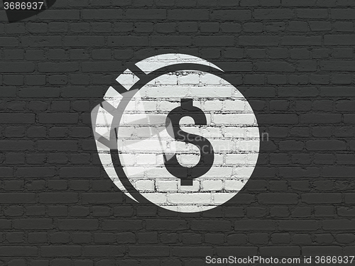 Image of Banking concept: Dollar Coin on wall background