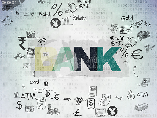 Image of Currency concept: Bank on Digital Paper background