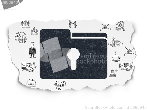 Image of Business concept: Folder With Keyhole on Torn Paper background