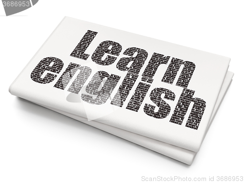 Image of Studying concept: Learn English on Blank Newspaper background