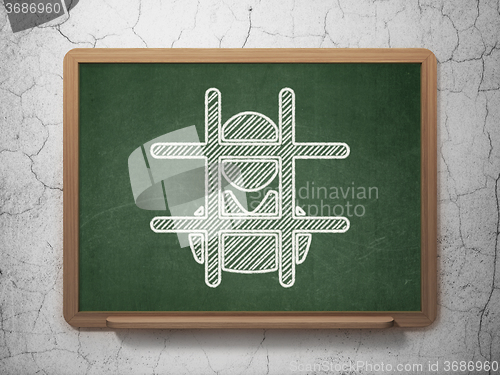 Image of Law concept: Criminal Freed on chalkboard background