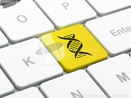 Image of Science concept: DNA on computer keyboard background