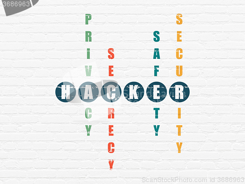 Image of Protection concept: Hacker in Crossword Puzzle