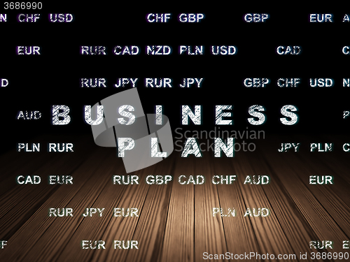Image of Business concept: Business Plan in grunge dark room