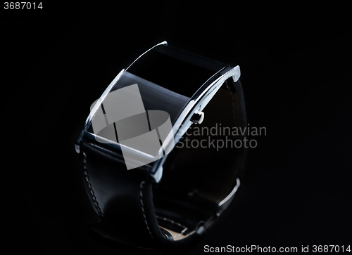 Image of close up of black smart watch