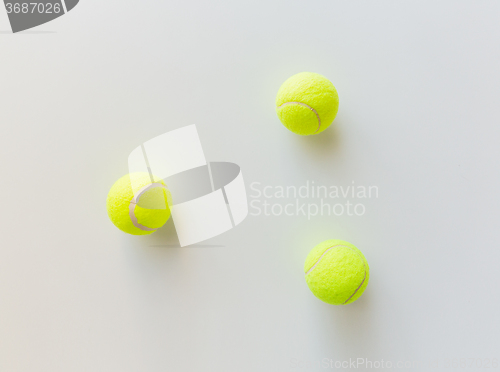 Image of close up of three yellow tennis balls