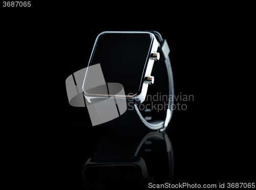 Image of close up of black smart watch