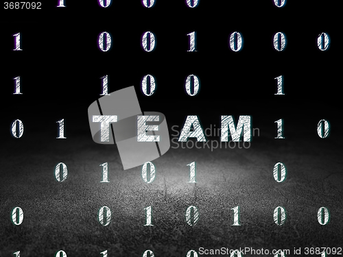 Image of Business concept: Team in grunge dark room