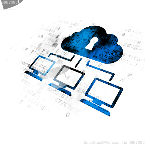 Image of Protection concept: Cloud Network on Digital background