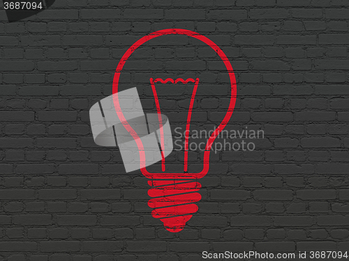 Image of Finance concept: Light Bulb on wall background