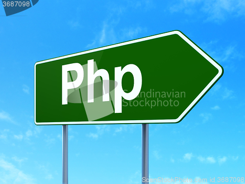 Image of Programming concept: Php on road sign background