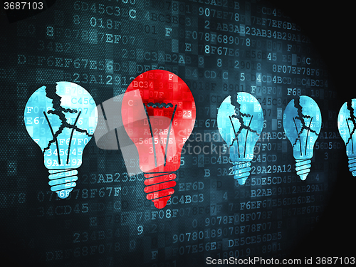 Image of Finance concept: Lightbulb on digital background