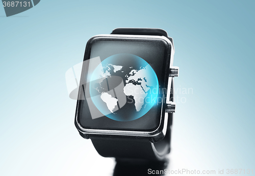 Image of close up of black smart watch