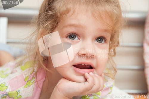 Image of Portrait of cheerful three-year girl