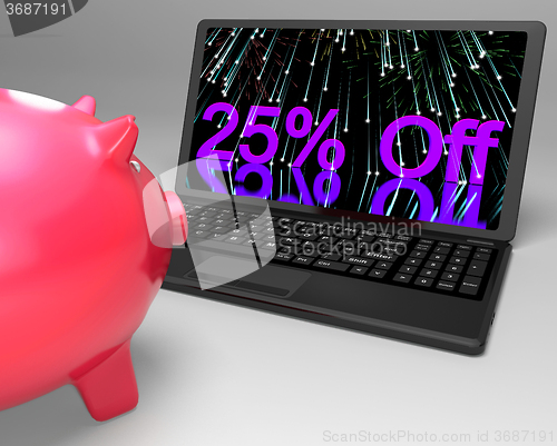 Image of Twenty-Five Percent Off On Laptop Showing Special Promotions