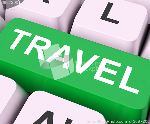 Image of Travel Key Means Explore Or Journeys\r