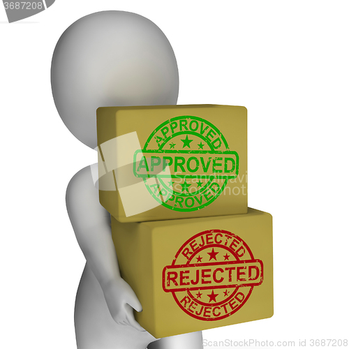 Image of Approved Rejected  Boxes Mean Product Tests Or Checking Quality