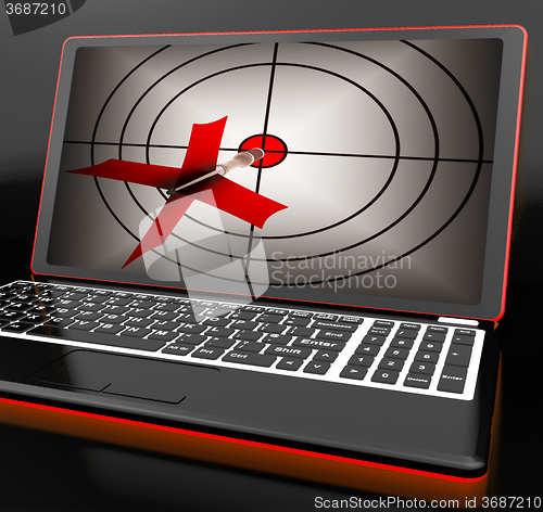 Image of Arrow Aiming On Laptop Shows Efficient Shot