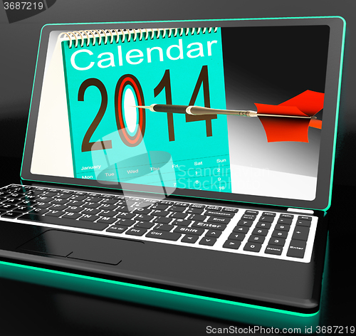 Image of Calendar 2014 On Laptop Showing Future Plans