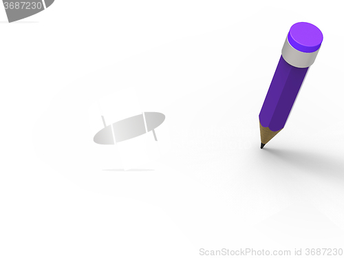 Image of Pencil And Blank Paper Shows Copy Space White Background For Mes