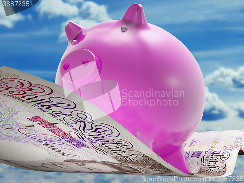 Image of Pounds Note Pig Shows Prosperity And Investment