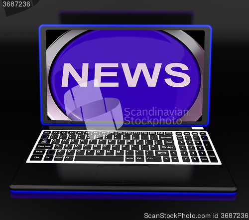 Image of News On Laptop Showing Journalism Show