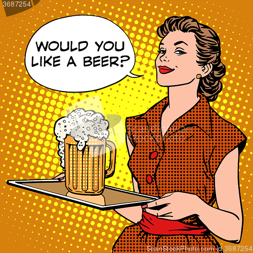 Image of The waitress beer on a tray