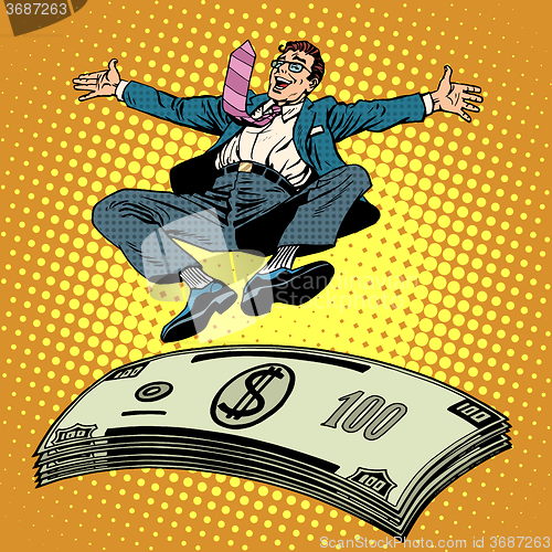 Image of Business success businessman money trampoline