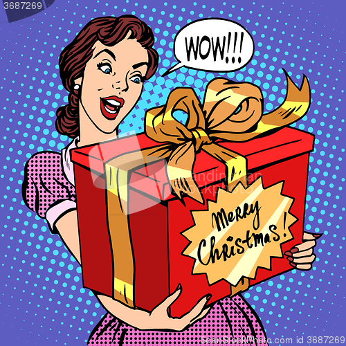 Image of Woman with Christmas gift